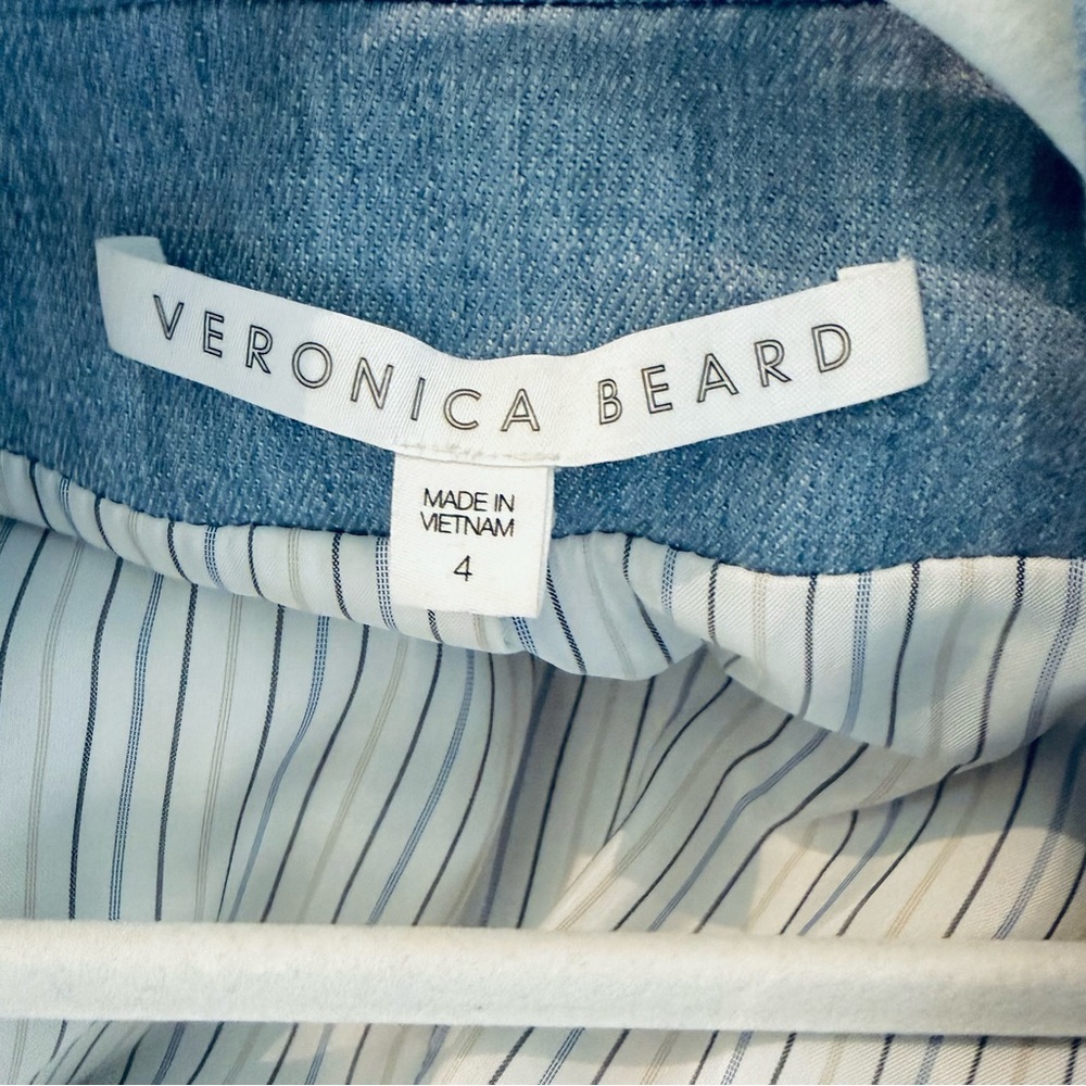 Veronica Beard Linen-Blend Single Button Sky Blue Blazer - Picture 12 of 15